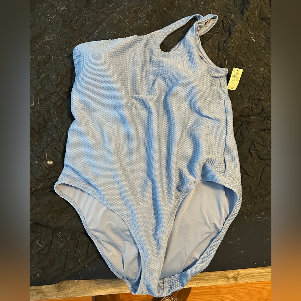aerie Light Blue Textured One-Piece Swimsuit